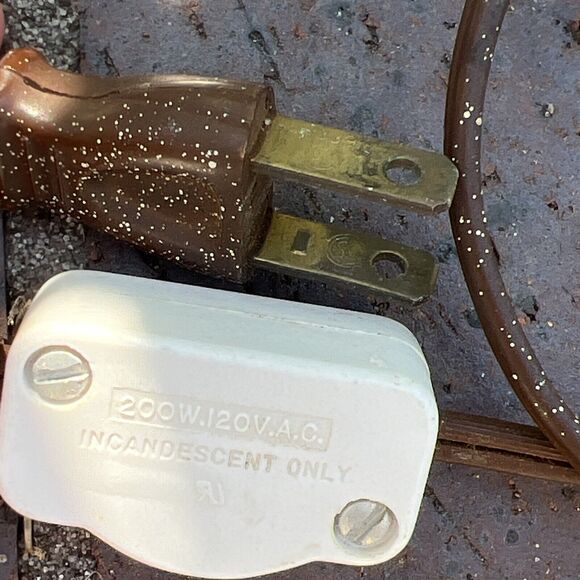 Vtg Mid Century Optical Amber Glass & Brass Hollywood Table lamp Big - Picture 14 of 16